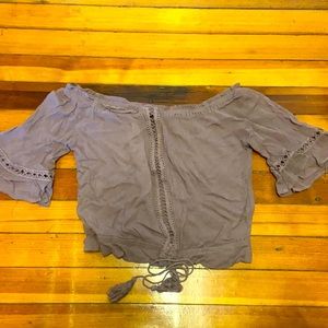 Pacsun off the shoulder embroidered crop top